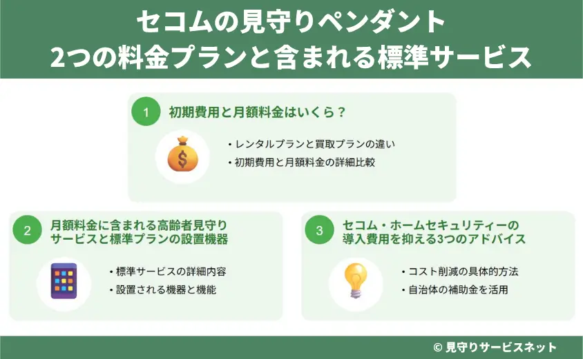 セコムの見守りペンダント｜2つの料金プランと含まれる標準サービス