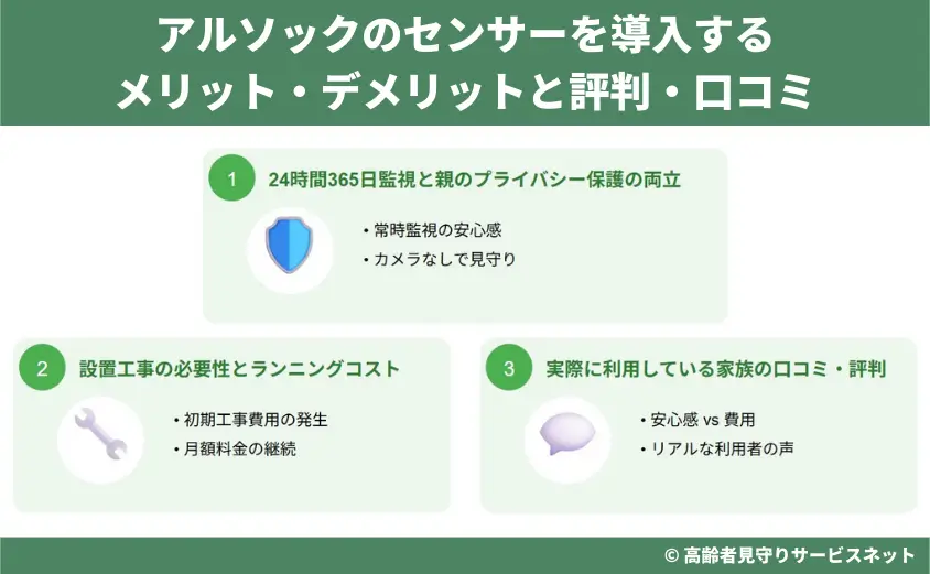 アルソックの見守りセンサーを導入するメリット・デメリットと評判